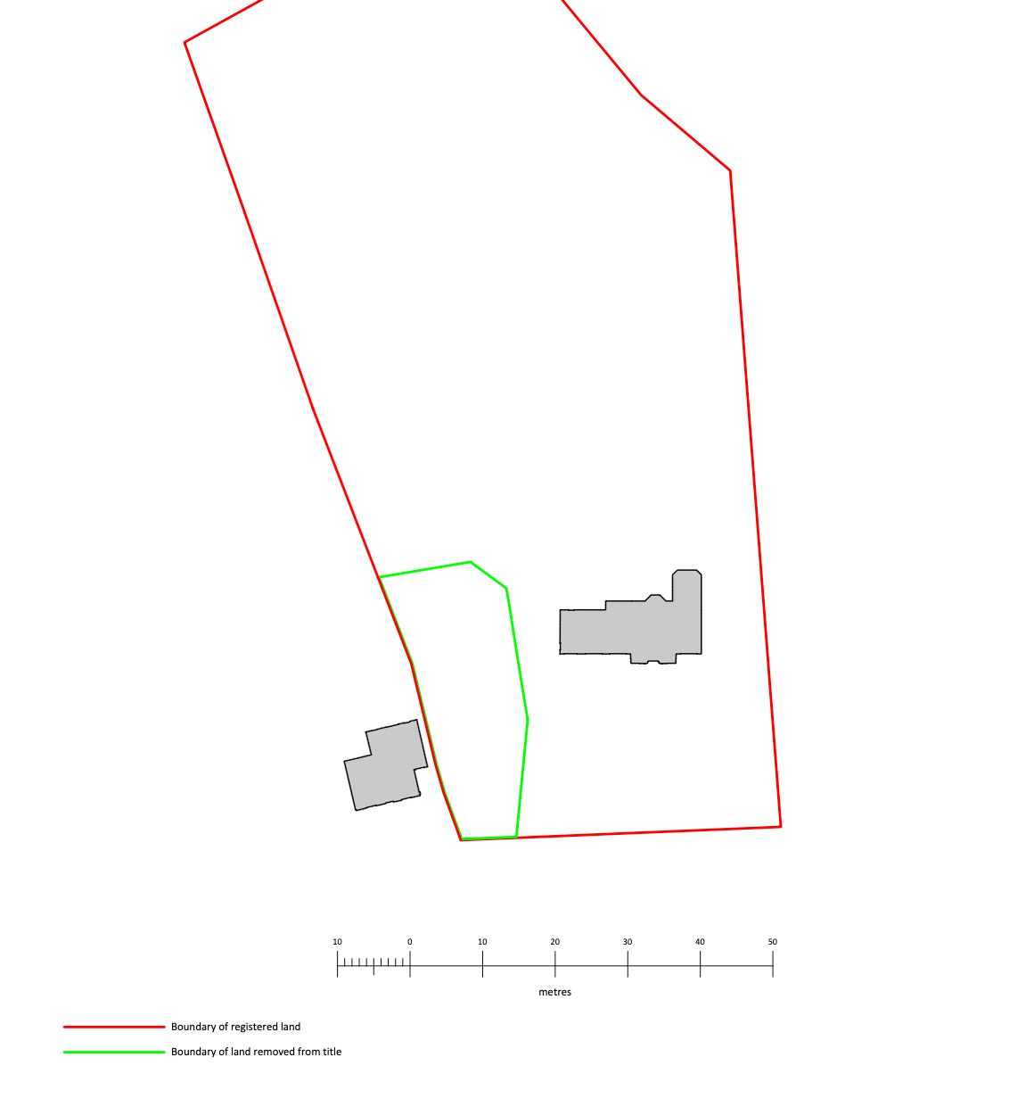 Boundary definition diagram showing registered land boundaries and title information